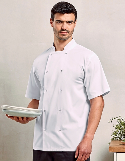 Studded Front Short Sleeve Chef�s Jacket
