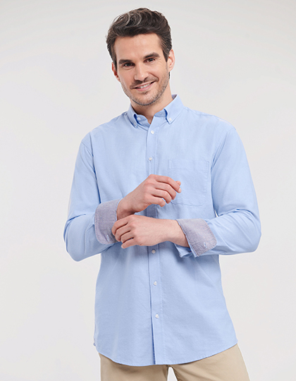 Mens Long Sleeve Tailored Washed Oxford Shirt