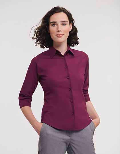 Ladies 3/4 Sleeve Fitted Stretch Shirt