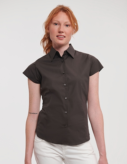 Ladies Short Sleeve Fitted Stretch Shirt